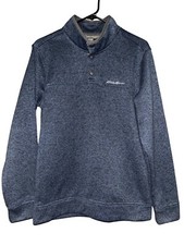 Eddie Bauer Radiator Fleece 1/4 Snap Sweater Men  s Medium Long Sleeve Blue NEW