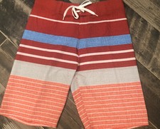 New MENS Old Navy SWIM Trunks BOARD SHORTS Red Striped Size 30