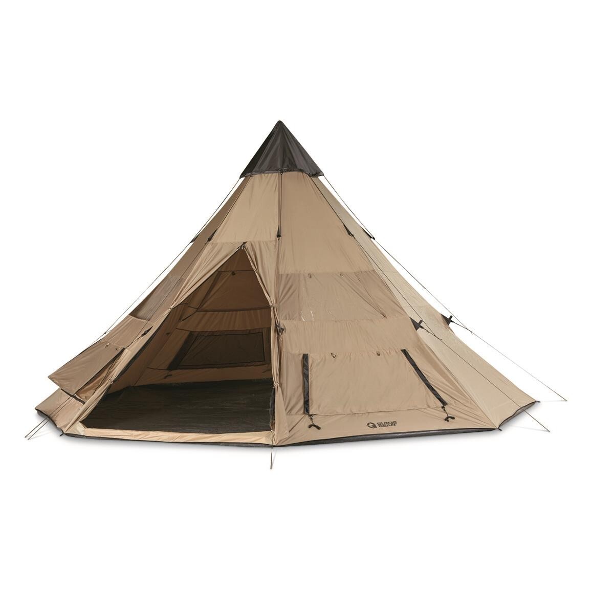 New 18 ft x 18 ft Teepee Camping Tent For 8 People And Gear Brown