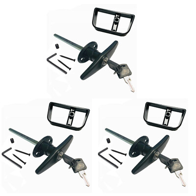 3 SETS 6'' BlackT Handle Door Lock Replacement shed gate WHOLE SET 1800