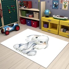 Elephant Themed Cute Nursery Carpet Baby Room Rug Soft Nonslip Washable Mat