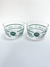 Vintage New York Jets Libbey Glass Snack Bowls Nut Dishes NFL Football Set Of 2