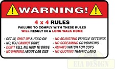 Off Road Funny 4x4 Warning Stickers - Warning 4 X 4 Rules