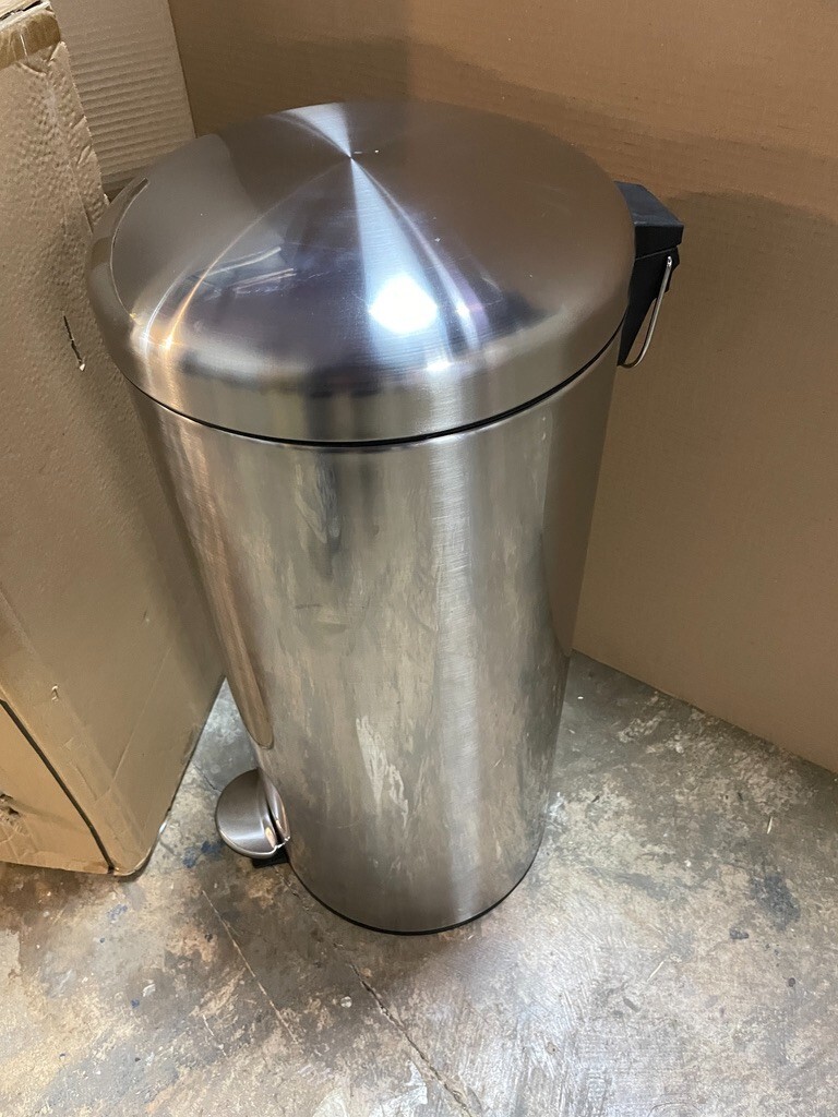 Habitat 30 Litre Domed Pedal Bin Waste Kitchen Stainless Steel (dented