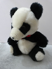 VTG Dakin 1981 Stuffed Panda Plush Animal Shell Filled Red Bowtie 9"