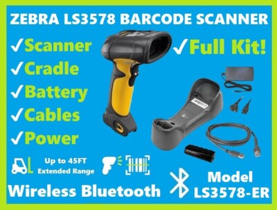 Zebra LS3578-ER20005WR Wireless Long Range Laser Barcode Scanner w/ Cradle!   