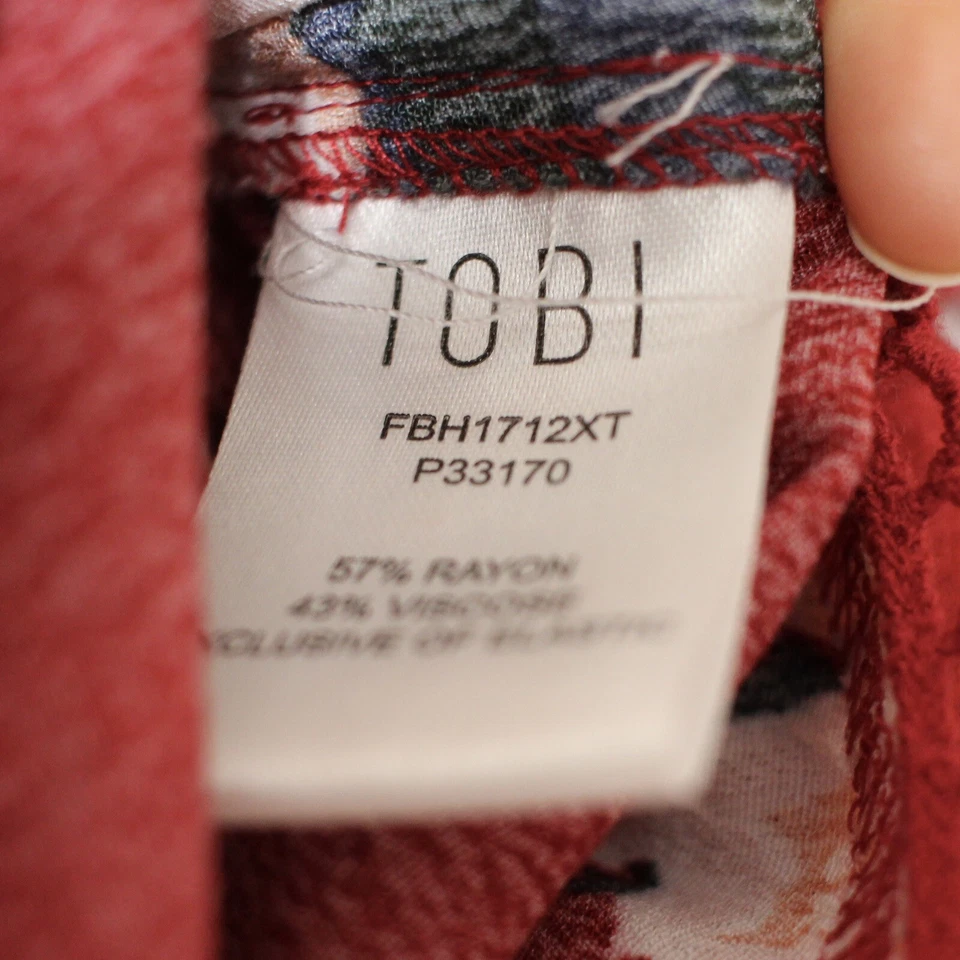 Tobi High Rise Shorts Size Small Floral Red Pull On Cottagecore Boho Romantic - Image 4 of 4