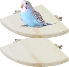 Bird Perch Stand 2 Pack Wooden Platform Corner Ledge for Budgies S 5.1"x5.1" 