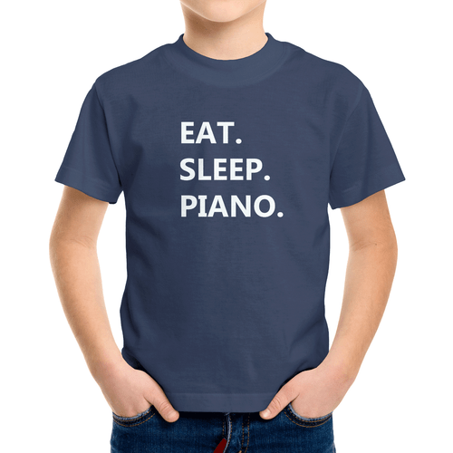 Piano Toddler Kids Youth Boy Girls T-Shirt Graphic Shirts Gift Pianist Eat Sleep - Picture 11 of 25