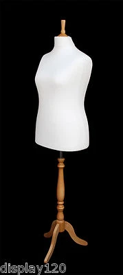 DELUXE Size 18 Female Dressmakers Dummy Mannequin Tailor CREAM Bust BEECH Stand