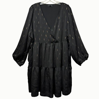 Madewell Tiered V-Neck Long Sleeve Dress Womens 2X Black Gold | eBay Madewell Tiered V-Neck Long Sleeve Dress Womens 2X Black Gold | eBay