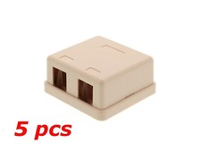 5 pcs pack lot - 2-Port Dual Keystone Jack Surface Mount Housing Box - Ivory