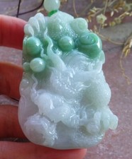 Video Certified Green Burma Natural A Jade jadeite Pendant Dragon 650425 TN AS