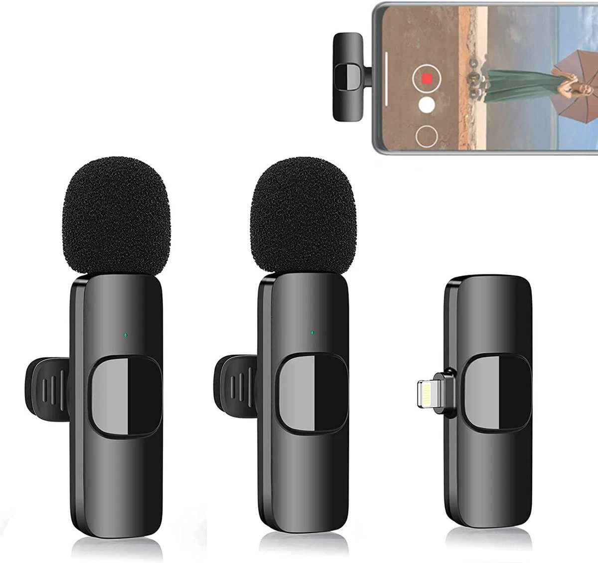 Nasam 2 Pack Mini Wireless Lavalier Bluetooth Microphone for iPhone, iPad