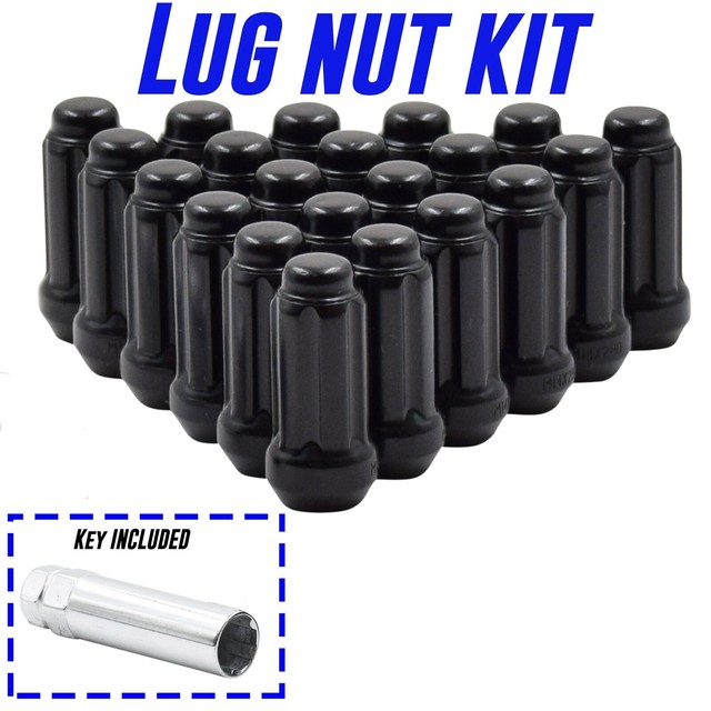 Chevrolet Truck Spline M14x1.5 Lug Nut Kit 24pc (Black) w/ Dual Hex