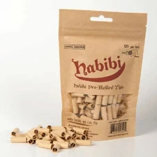 Habibi Pre-Rolled 7mm Rolling Tips, Natural, Unrefined Raw Filter Tips (120pc)