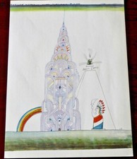 Saul Steinberg, Chrysler Building (Day) from Derriere le Miroir, Original Litho