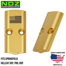 NDZ Springfield Hellcat OSP Pro RDP RMSc Cover Plate Aluminum Gold Engraved