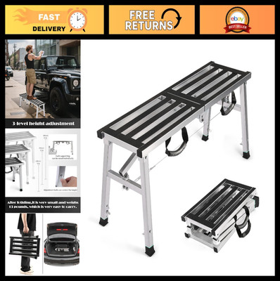 Portable Folding Work Platform - 400 Lbs Capacity, Adjustable 19-27'' Height, Ste