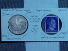 CB157: GERMAN 3rd Reich,Nazi, Silver Large Swastika 5 RMark, 6 PF ,Hitler Stamp — photo 1