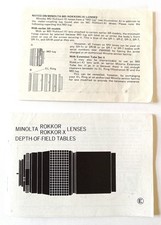 Booklet - Minolta / Rokkor Depth-of-Field Tables, Feet and Meters, from 1980s