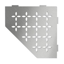 Schluter Systems Pentagon Corner Shelf-E - Floral Design - Brushed Stainless Ste