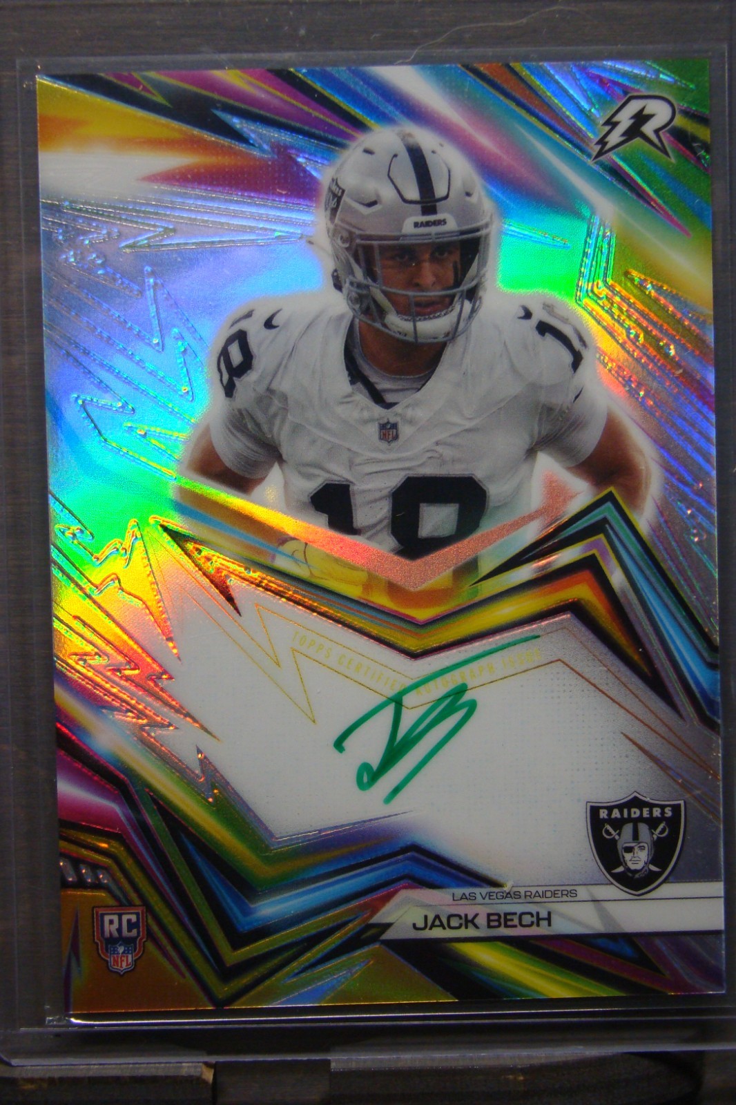 2025 Topps Resurgence JACK BECH Neon Initiates Refractor Green RC AUTO, Raiders