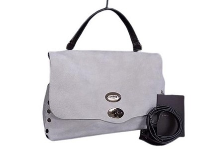 ZANELLATO Postina Handbag - Greige/Brown Nubuck Leather, Unisex, 2-Way, Bronze