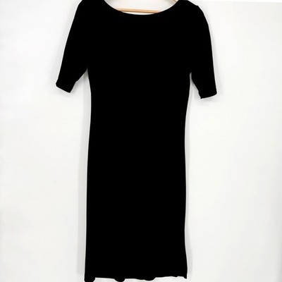 Gap Womens Black Boat Neck Short Sleeve Sheath Dress Small LBD Stretch Capsule