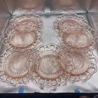 Set of 7 6in And Set Of 5 8 In Anchor Hocking Pink Depression Lace Edge Plates