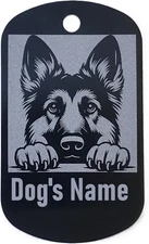 Military Style Customized German Shepherd Dog ID Tag - Name Tag for Pet Collar