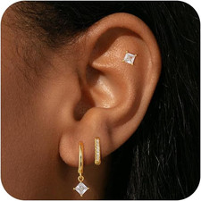 Gold Hoop Earrings for Women, Dainty 14K Gold/Sterling Silver Plated Small Dangl