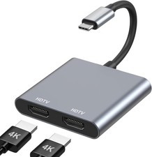 USB C to Dual HDMI Adapter 4K 60Hz Splitter Hub