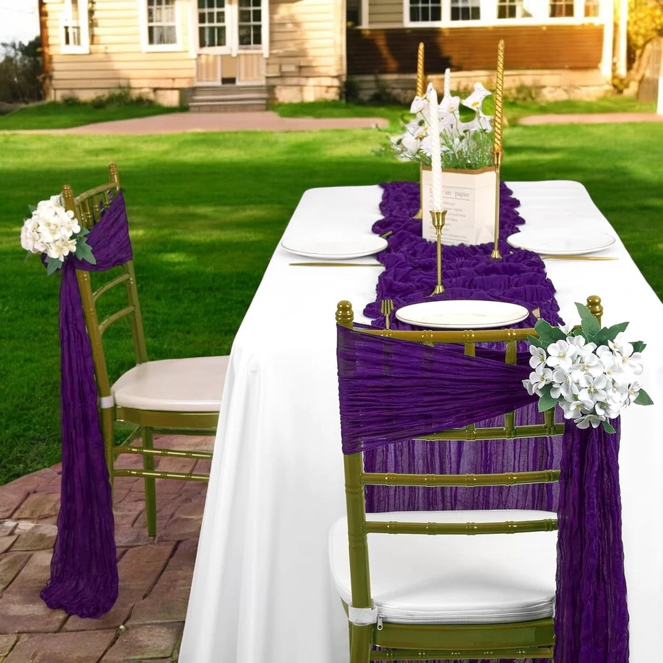 MDS Pack of 50 PCS Cheesecloth Chair Sashes 17”x70” Gauze Rustic Aisle Decora... - Image 2 of 4