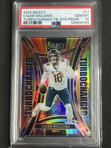 2024 SELECT CALEB WILLIAMS TURBOCHARGED #11 TIE-DYE 18/25 PSA 10 (JERSEY MATCH)