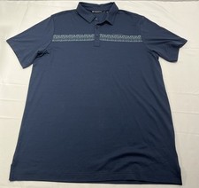 Travis Mathew Polo Shirt Mens XL Blue Palm Trees Golf Stretch Performance Casual