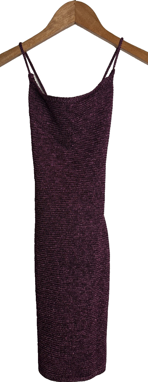 MNG Mango Lurex Cross Back Mini Dress Womens 4 Metallic Pink thumbnail 4