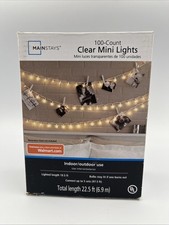 10 strands 100-Count Clear Mini Lights Mainstays White Wire 22.5 ft., Pack of 10