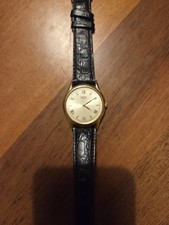 Orologio Seiko vintage quartz Base Metal Steel Back Oro Pelle