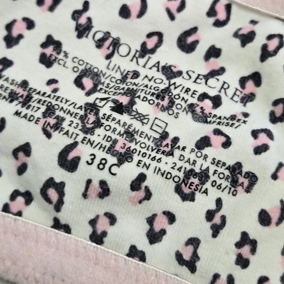Victoria's Secret Mujer Sujetador 38C Rosa Estampado Animal Camiseta Con Aros LEER Foto 3 de 4