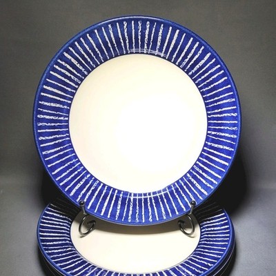 Tesco Home Manhattan Essteller x 2 blaue Streifen elfenbein moderne Keramik