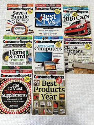 #ad Consumer Reports Magazine 2010 Lot of 8 Ratings Reviews ANNUAL CAR ISSUE $14.50