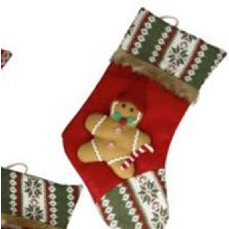 Calza Natalizia da Appendere BRANDANI Babbo Natale Pupazzo Pan di Zenzero 46 cm, fotografia 7 di 9