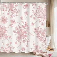 LIGHTINHOME Pink Floral Shower Curtain 72"W x 72"L Pack of 1 , A-pink