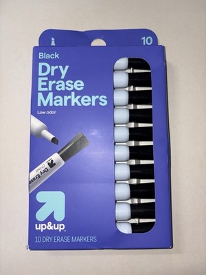 Up & Up Black Dry Erase Markers Chisel Tip 10 Count Low Odor Classroom Office