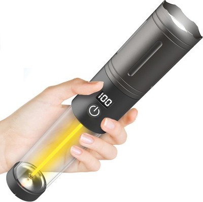 Rechargeable LED Flashlight 5 Modes Zoomable w/ LCD Display   Bright & Multi-u