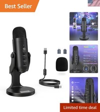 Podcast Microphone for PC, Noise Cancellation USB Mic with Gain, Volume Adjus...