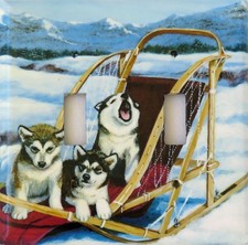 Alaskan Malamute double toggle light switch plate, made in USA