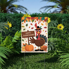 Happy Thanksgiving Turkey Yard Sign Fall Outdoor Decoration