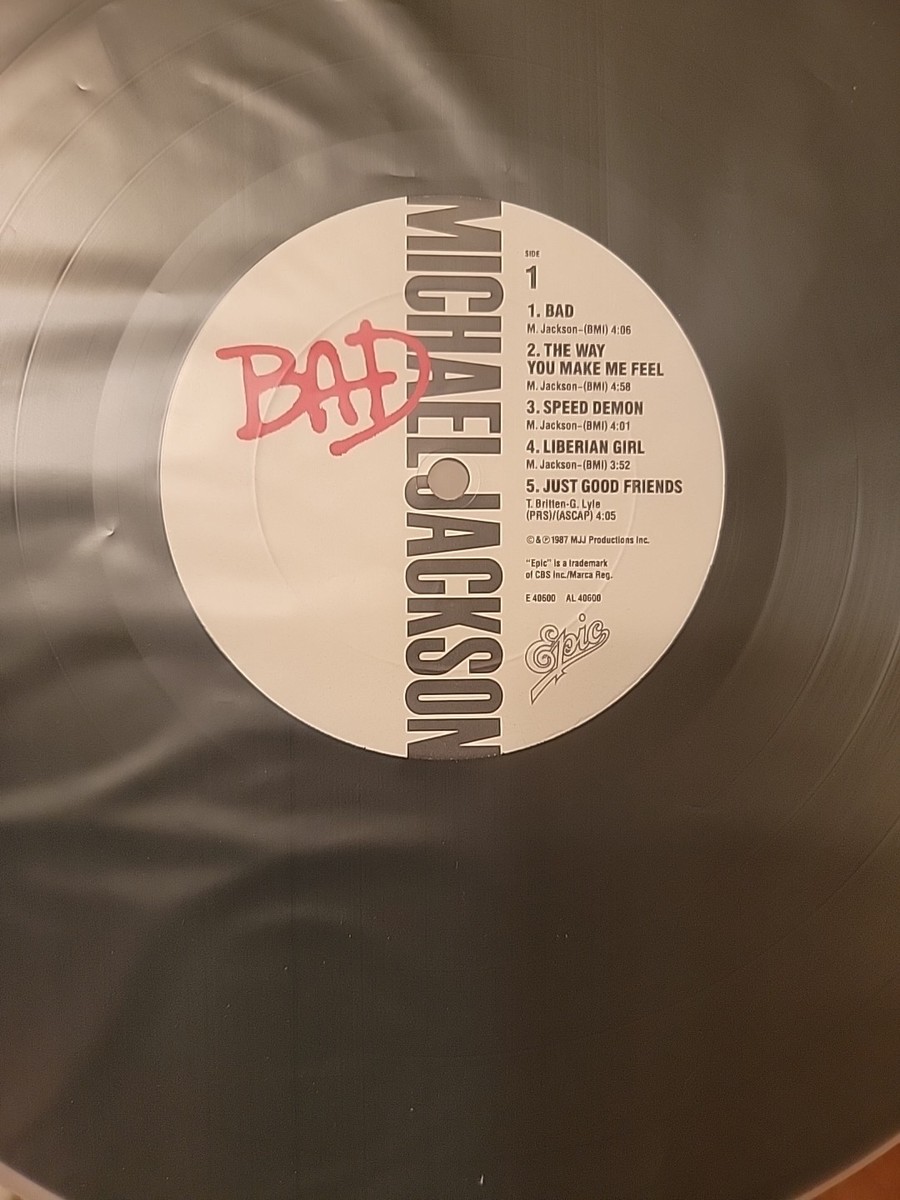 Michael Jackson BAD Original 1987 US 1st Press Vinyl LP w/Rare Bad